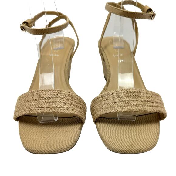 Joie | Lila Neutral Tan Jute Covered Vegan Strap OpenToe Espadrille Wedge Sandal - Picture 3 of 10